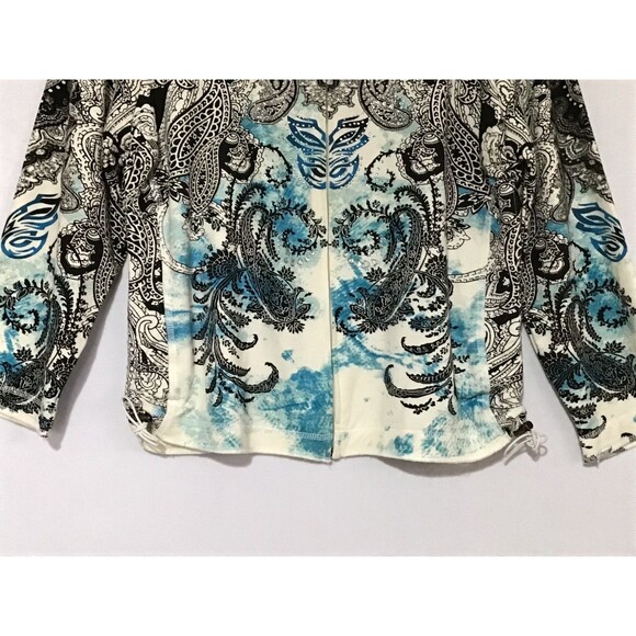 Onque Casuals Jacket Womens Med Black Blue Rhinestones Festival Fairy Whimsigoth - Picture 4 of 16